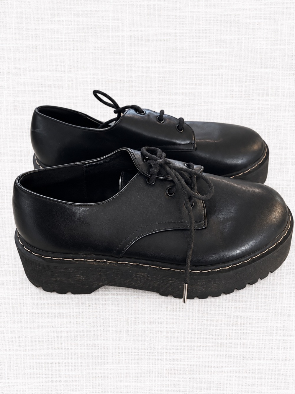 Steve Madden Brenton Black Chunky Platform Oxford Lace-Up Shoes Size 39